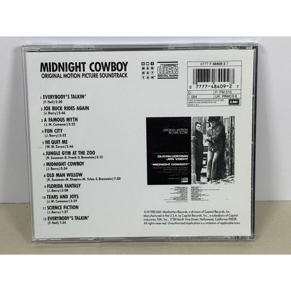 Midnight Cowboy Soundtrack CD John Barry Nilsson Everybody's Talkin' EMI 1989 - Picture 3 of 4